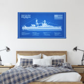 USS Arizona - Schip Blauwdruk Plannen ABD Canvas Afdruk (Insitu (Slaapkamer))