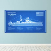 USS Arizona - Schip Blauwdruk Plannen ABD Canvas Afdruk (Insitu (Houten vloer))