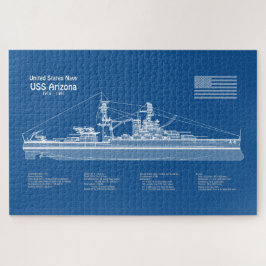 USS Arizona - Schip Blauwdruk Plannen ABD Legpuzzel