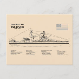 USS Arizona - Schip Blauwdruk Plannen SD Briefkaart