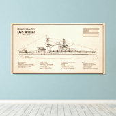 USS Arizona - Schip Blauwdruk Plannen SD Canvas Afdruk (Insitu (Houten vloer))
