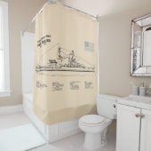 USS Arizona - Schip Blauwdruk Plannen SD Douchegordijn (In situ)