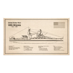 USS Arizona - Schip Blauwdruk Plannen SD Foto Afdruk