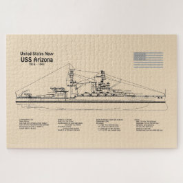 USS Arizona - Schip Blauwdruk Plannen SD Legpuzzel