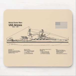 USS Arizona - Schip Blauwdruk Plannen SD Muismat