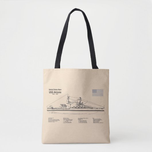 USS Arizona - Schip Blauwdruk Plannen SD Tote Bag (Voorkant)