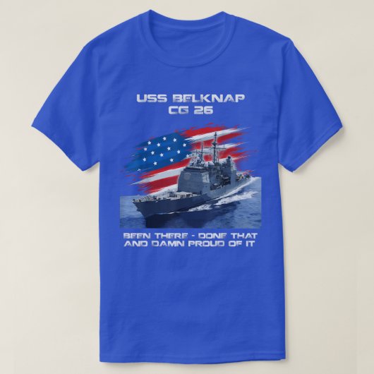 USS Belknap CG26 Class Cruiser American Flag Veter T-shirt (Design voorkant)