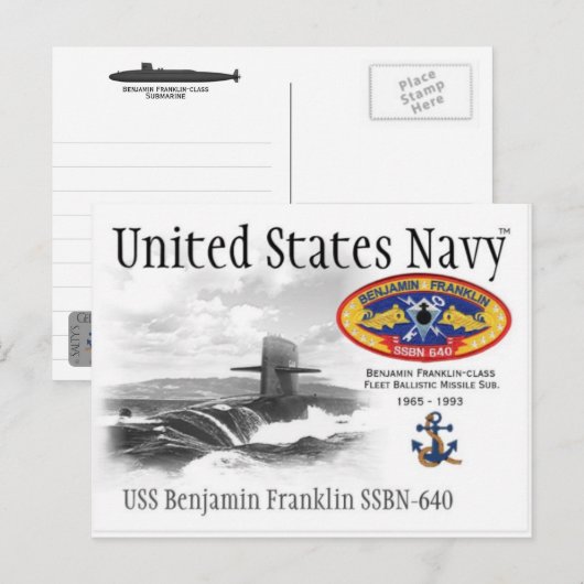 USS BENJAMIN FRANKLIN SSBN-640 SUB. - Briefkaart (Voorkant / Achterkant)