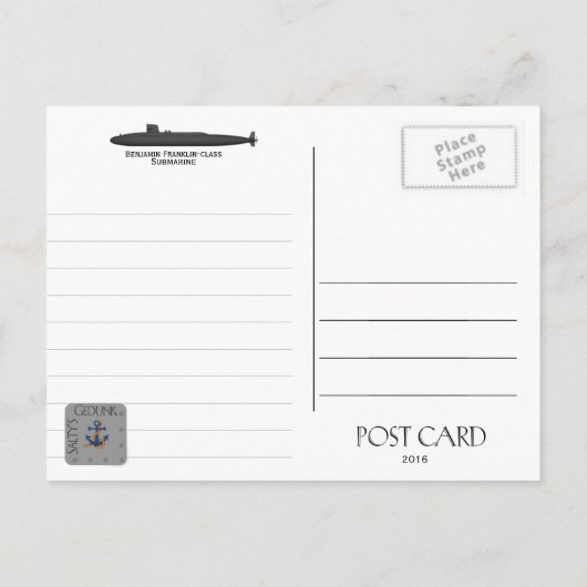 USS BENJAMIN FRANKLIN SSBN-640 SUB. - Briefkaart (Achterkant)