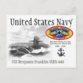 USS BENJAMIN FRANKLIN SSBN-640 SUB. - Briefkaart (Voorkant)