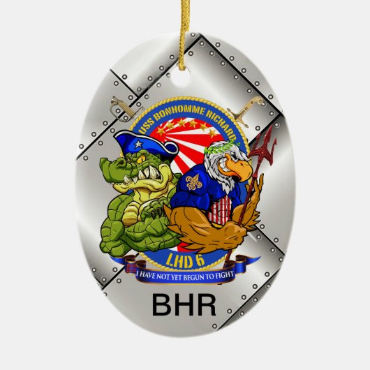USS BHR LHD-6 x-mas versiering Keramisch Ornament (Voorkant)