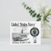 USS BOWEN DE-1079 /FF-1079 FRIGATE BRIEFKAART (Staand voorkant)