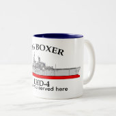 USS Boxer, LHD4, aanpasbare data gediend Tweekleurige Koffiemok (Voorkant rechts)