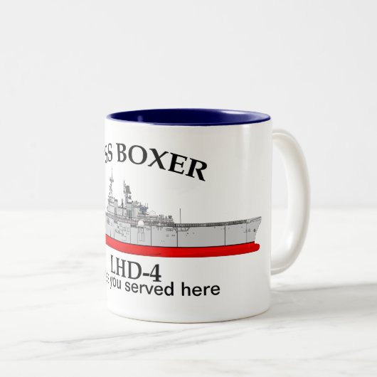 USS Boxer, LHD4, aanpasbare data gediend Tweekleurige Koffiemok (Voorkant rechts)
