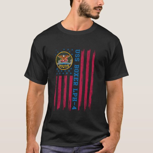 USS Boxer LPH 4 Amfibisch Aanvalsschip Veteraan CH T-shirt (Voorkant)