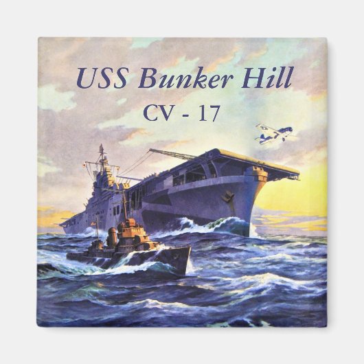 USS Bunker Hill bij zee Magneet (Voorkant)