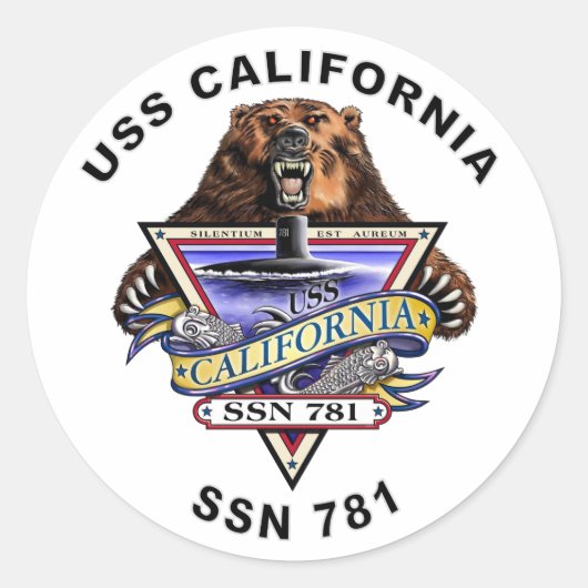 USS California SSN 781 scheepsboord Ronde Sticker (Voorkant)