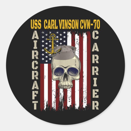 USS Carl Vinson CVN-70 Veterans Day Dad Boy Son GR Ronde Sticker (Voorkant)