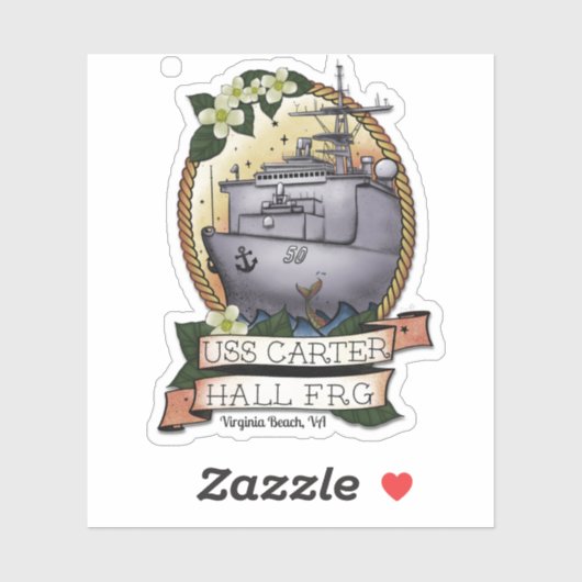 USS Carter Hall 3 x 3 Sticker (Vel)