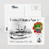 USS CATAWBA ATA-210 HULPSLEEPBOOT BRIEFKAART (Voorkant / Achterkant)