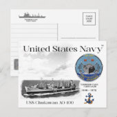 USS CHUKAWAN AO-100 FLEET OILER - POSTCARD BRIEFKAART (Voorkant / Achterkant)