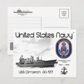 USS CIMARRON AO-177 OLIER - ANSICHTKAART BRIEFKAART (Voorkant / Achterkant)