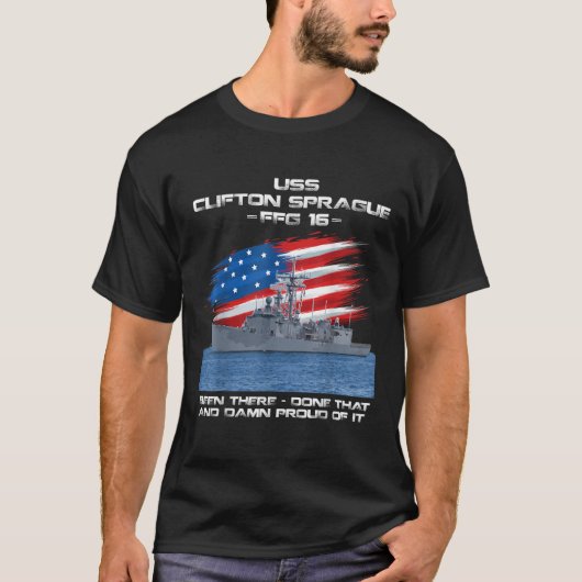 USS Clifton Sprague FFG 16 Class Frigate Amerikaan T-shirt (Voorkant)