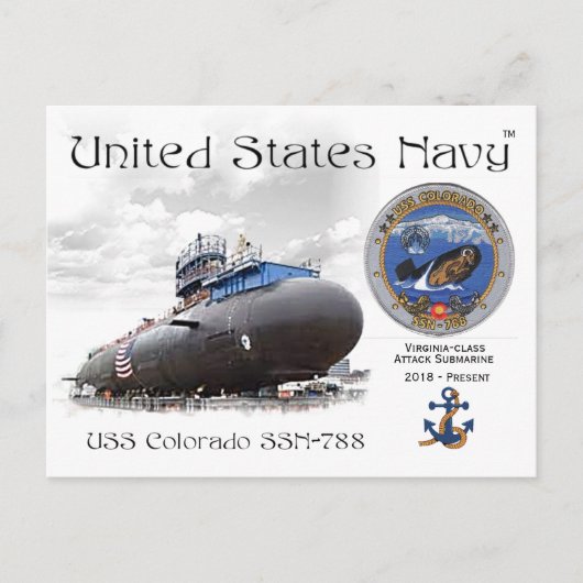 USS COLORADO SSN-788 ONDERZEEËR BRIEFKAART (Voorkant)