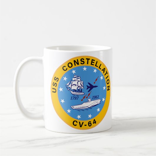 USS Constellation CV-64 Vliegtuig Carrier Insignia Koffiemok (Links)