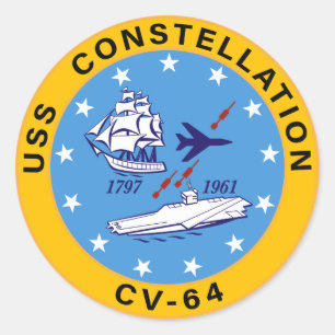 USS Constellation CV-64 Vliegtuig Carrier Insignia Ronde Sticker