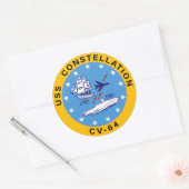 USS Constellation CV-64 Vliegtuig Carrier Insignia Ronde Sticker (Envelop)