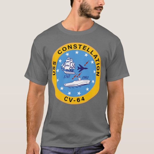 USS Constellation CV-64 Vliegtuig Carrier Insignia T-shirt (Voorkant)