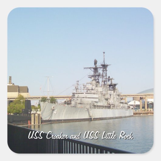 USS Croaker en USS Little Rock Vierkante Sticker (Voorkant)