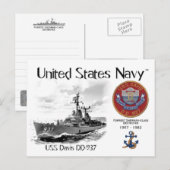 USS DAVIS DD-937 DESTROYER - BRIEFKAART (Voorkant / Achterkant)