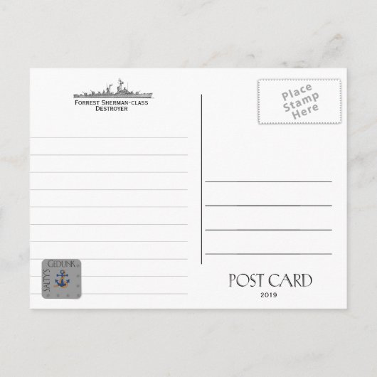 USS DAVIS DD-937 DESTROYER - BRIEFKAART (Achterkant)
