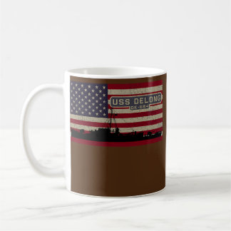USS DeLong DE 684 WW2 Schip Amerikaanse Vlag Koffiemok