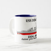 USS Dewey, DDG-105, aanpasbare data gediend Tweekleurige Koffiemok (Voorkant links)