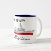 USS Dewey, DDG-105, aanpasbare data gediend Tweekleurige Koffiemok (Voorkant rechts)