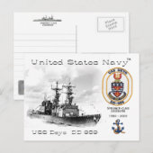 USS DEYO DD-989 DESTROYER - BRIEFKAART (Voorkant / Achterkant)
