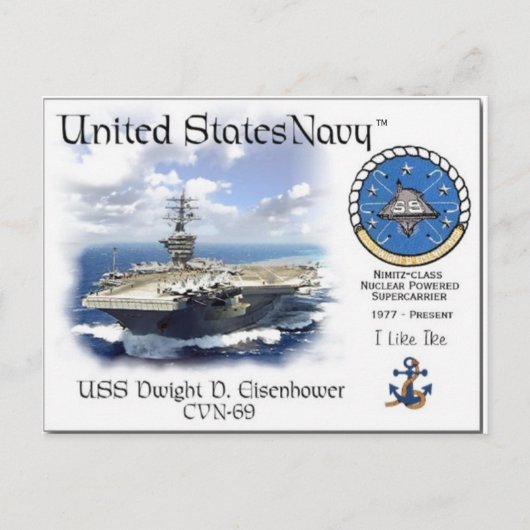 USS DWIGHT D. EISENHOWER CVN-69 Briefkaart (Voorkant)