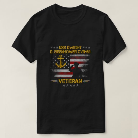 USS Dwight D Eisenhower CVN Vliegtuig Carrier Vete T-shirt (Design voorkant)