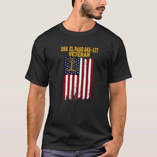 USS El Paso AKA-117 LKA-117 Amfibische vrachtschep T-shirt (Voorkant)