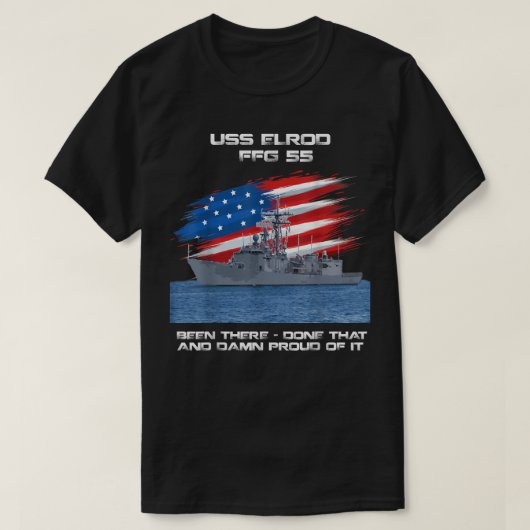 USS Elrod FFG-55 Class Frigate American Flag Veter T-shirt (Design voorkant)