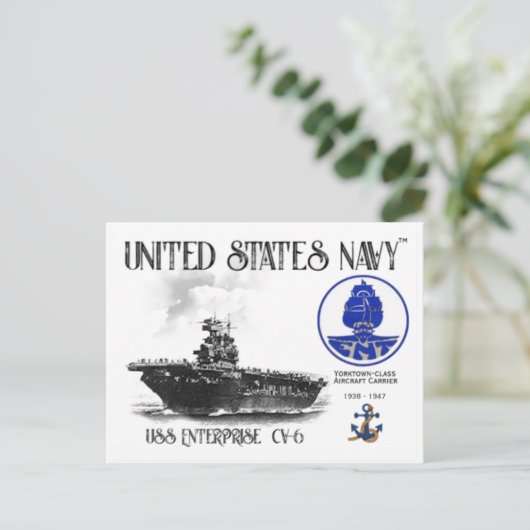 USS ENTERPRISE CV-6 VLIEGTUIG CARRIER - Briefkaart (Staand voorkant)