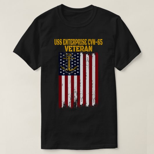 USS Enterprise CVN65 CVAN65 Vliegtuig Carrier Vete T-shirt (Design voorkant)