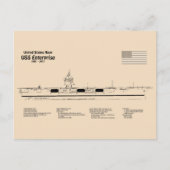 USS Enterprise - Scheepsblauwdruk Plannen SD Briefkaart (Voorkant)