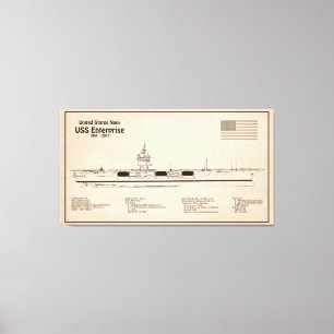 USS Enterprise - Scheepsblauwdruk Plannen SD Canvas Afdruk