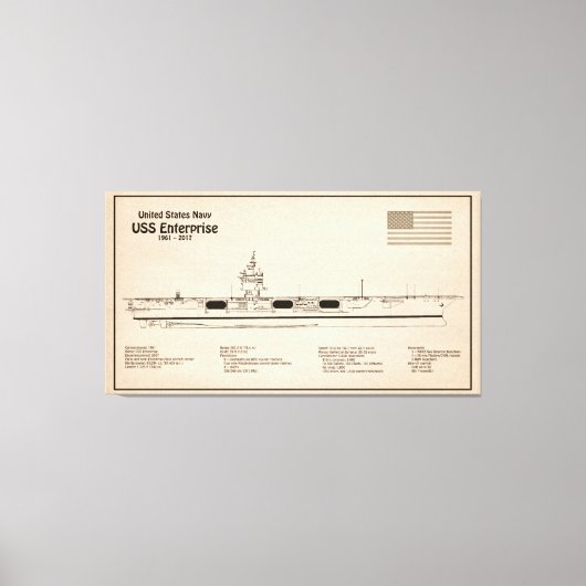 USS Enterprise - Scheepsblauwdruk Plannen SD Canvas Afdruk (Voorkant)