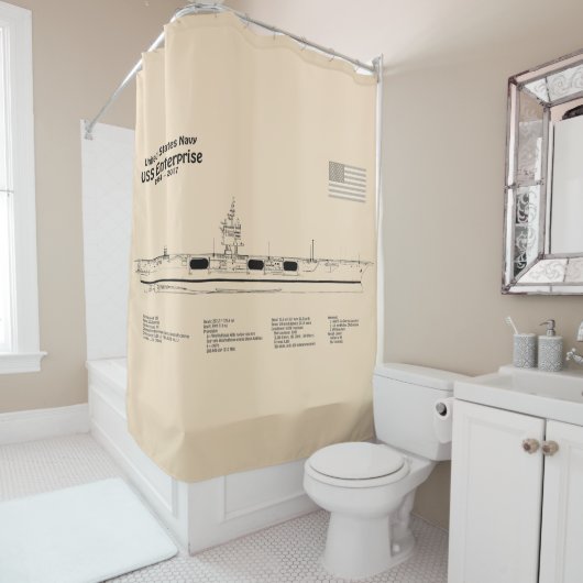 USS Enterprise - Scheepsblauwdruk Plannen SD Douchegordijn (In situ)