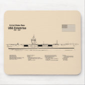 USS Enterprise - Scheepsblauwdruk Plannen SD Muismat (Voorkant)